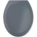 WC-Sitz WENKO "Ottana", grau (dunkelgrau), B:37,5cm L:44,6cm, Duroplast, WC-Sitze, Mit Absenkautomatik