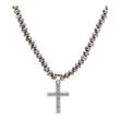 Kette mit Anhänger SMART JEWEL "Kreuz Zirkonia Kristallsteine Silber 925" Halsketten Gr. 45cm, Silber 925 (Sterlingsilber), grau Damen