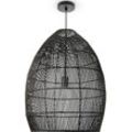 PACO HOME Pendelleuchte "VIHMA", schwarz, Ø 52cm H: 67cm, Lampen, Rattan Pendelleuchte Esstischlampe Natürlich LED Boho Rustikal E27