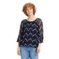 Schlupfbluse CARTOON "Cartoon Casual-Bluse mit Muster" Gr. 38, blau (blau, schwarz, blau) Damen Blusen