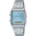 Chronograph CASIO VINTAGE "AQ-230A-2A1MQYES", silber (silberfarben), Armbanduhren, Damen, Quarzuhr, Armbanduhr, Damen, Herren, digital, retro, Stoppfunktion