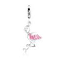 Charm-Einhänger NENALINA "Anhänger Flamingo Sommer Emaille 925 Silber", silber, Charms, Damen, ohne Stein, Silber 925 (Sterlingsilber)