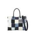 Schultertasche COLLEZIONE ALESSANDRO "Patchwork Jeans" Gr. B/H/T: 45cm x 33cm 9cm one size, blau, Damen, Baumwolle, Taschen, aus 45 Jeanspatches genäht