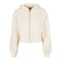 Sweatjacke URBAN CLASSICS "Urban Classics Damen Ladies Short Oversized Zip Jacket" Gr. 4XL, beige (weißsand) Damen Sweatjacken