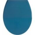 WC-Sitz WENKO "Samos Slate Blue", blau, B:37,5cm L:44cm, Duroplast, Edelstahl, WC-Sitze