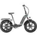 E-Bike GREENSTREET "Tiefeinsteiger Klapprad GS5" Gr. 42, grau, E-Bikes, 40cm, 20 Zoll (50,80cm), Pedelec, Elektrofahrrad für Damen u. Herren