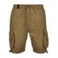 Stoffhose URBAN CLASSICS "Urban Classics Herren Double Pocket Cargo Shorts" Gr. L, US-Größen, grün (summerolive) Herren Hosen