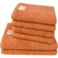 Handtuch Set DYCKHOFF "Nature", orange (terra), 6 St., Frottier, Frottier, Obermaterial: 100% Baumwolle, Handtücher (Packung), im 3er oder 6er Set erhätlich