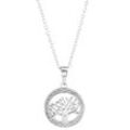 Kette mit Anhänger FIRETTI "Schmuck Geschenk, Baum des Lebens", silber (silberfarben), Halsketten, Damen, 0,01 ct, Silber 925 (Sterlingsilber)-Diamanten, L: 45cm B: 1mm, Silber 925 (Sterlingsilber), Diamanten, mit Diamanten, B:1mm