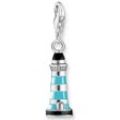 Charm-Einhänger THOMAS SABO "Leuchtturm Silber, 1995-007-7" Charms schwarz (silberfarben, türkis, schwarz) Damen