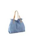 Schultertasche "Beach", Damen, Gr. B/H/T: 43cm x 32cm x 14cm one size, blau, Baumwolle, COLLEZIONE ALESSANDRO, Taschen, mit echt Leder Henkeln