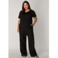 Leinenhose BASE LEVEL CURVY "Yula" Gr. 52, N-Gr, schwarz, Damen, Obermaterial: 55% Leinen, 45% Viskose, Hosen