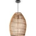 PACO HOME Pendelleuchte "VIHMA", Rattan Pendellampe Korb Esstischlampe Natürlich LED Boho Rustikal E27, Lampen, braun, Ø 30cm H: 40cm