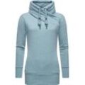 Sweatshirt RAGWEAR "Neska" Gr. XL (42), blau (graublau) Damen Sweatshirts modischer Longsleeve Pullover mit hohem Kragen