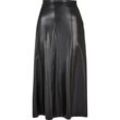 Sommerrock URBAN CLASSICS "Urban Classics Damen Ladies Synthetic Leather Midi Skirt", Damen, Gr. S, schwarz, 93% Polyester, 7% Elasthan, unifarben, loose fit, Röcke