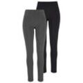 Leggings BOYSEN'S, Damen, Gr. 36, N-Gr, grau (grau, melange, schwarz), Jersey, Obermaterial: 95% Baumwolle, 5% Elasthan. Graumeliert (Obermaterial): 57% Baumwolle, 38% Polyester, 5% Elasthan, unifarben, meliert, Basic, sehr figurbetont knöchellang, Hosen, mit Baumwolle NEUE FARBE