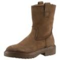 Stiefelette TAMARIS, Damen, Gr. 36, braun (camel), Veloursleder, Textil, Lederimitat, unifarben, Veloursleder, modisch, Schuhe, Blockabsatz, Westernboots mit Ziernähten und seitlichen Laschen