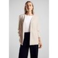 Kurzblazer STREET ONE Gr. 34, beige (smooth sand beige), Damen, Stoff, 92% Viskose, 8% Polyester, unifarben, Blazer, mit 3/4 Ärmeln