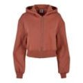 Sweatjacke URBAN CLASSICS "Urban Classics Damen Ladies Short Oversized Zip Jacket" Gr. L, orange (terracotta) Damen Sweatjacken