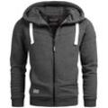 Kapuzensweatjacke ALESSANDRO SALVARINI "ASMeroiia" Gr. L, grau (anthrazit) Herren Sweatjacken mit großer Kapuze