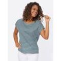 T-Shirt CASUAL LOOKS "Shirt" Gr. 42, bunt (marine, smaragd, geringelt), Damen, 100% Baumwolle, gemustert, gestreift, mehrfarbig, Shirts