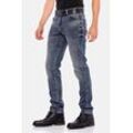 Slim-fit-Jeans CIPO & BAXX "Jeans", Herren, Gr. 31, Länge 34, blau, 98% Baumwolle 2% Elasthan, unifarben, casual, slim fit lang, Jeans, mit Allover-Gitter-Musterung, CD543