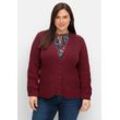 Strickjacke SHEEGO "Große Größen", Damen, Gr. 40/42, rot (weinrot), Obermaterial: 50% Viskose, 26% Polyamid, 24% Polyester, unifarben, casual, figurumspielend normal, Langarm, Strickjacken, im Strickmuster-Mix