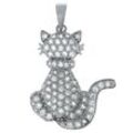 Ketten-Anhänger VIVANCE "925 Sterling Silber Katze mit Zirkonia" Schmuckanhänger Gr. ONE-SIZE, Silber 925 (Sterlingsilber), 2,3 g, weiß (weiß + weiß) Damen