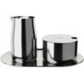 Milch- und Zuckerset ALFI "MILK & SUGAR", silber (stainless steel polished), 3 tlg., Edelstahl, Geschirr-Sets, inkl. Tablett