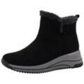 Winterboots TOM TAILOR, Damen, Gr. 37, schwarz, Textil, unifarben, Veloursleder, modisch, Schuhe, Keilabsatz, Plateau, Stiefelette mit Fellimitat-Kragen