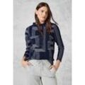 Langarmshirt CECIL Gr. L (42), blau (deep petrol), Damen, Web, 71% Baumwolle, 27% Polyester, 2% Elasthan, gemustert, Shirts, mit Stehkragen