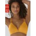 Bralette-BH PETITE FLEUR, Damen, Gr. 70, Cup C, gelb (mango, weiß), Spitze, Obermaterial: 90% Baumwolle, 5% Elasthan, 5% Polyamid, klassisch, BHs Wäsche Teenie-BH BH BH-Set, ohne Bügel aus Baumwolle mit Spitze