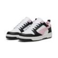 Sneaker PUMA "Rebound V6 Low Sneakers Erwachsene", Gr. 43, bunt (schwarz pink lila weiß), Obermaterial: Textil, Synthetik; Futter: Textil; Innensohle: Textil; Laufsohle: Gummi, Schuhe