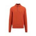 Troyer FYNCH-HATTON, Herren, Gr. L, orange (flame), Strick, Obermaterial: 80% Wolle, 20% Polyamid, unifarben, casual, hüftbedeckend, Rundhals, Pullover, aus Woll-Mix, mit Troyer-Kragen