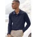 Langarm-Poloshirt BEACHTIME, Herren, Gr. XL (56/58), blau (marine), Piquu00e9, Obermaterial: 100% Baumwolle, casual, regular fit, Rundhals, Langarm abgesteppte Kante, Shirts, Shirt mit Polokragen und Knopfleiste aus Baumwoll-Piqué