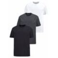 T-Shirt MAN'S WORLD, Herren, Gr. 72/74 (5XL), schwarz-weiß (schwarz, anthrazit, weiß), Single Jersey, Obermaterial: 100% Baumwolle, Basic, normal, Rundhals, Kurzarm normaler Saum, Shirts, Kurzarm, normale Passform, aus Baumwolle, im 3er-Pack, Topseller