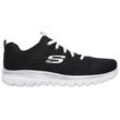 Sneaker SKECHERS "GRACEFUL - GET CONNECTED", Damen, Gr. 35, schwarz-weiß (schwarz, weiß), Textil, sportlich, Schuhe, in Schuhweite G (weit), Freizeitschuh, Halbschuh, Schnürschuh