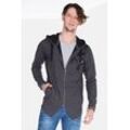 Sweatjacke CIPO & BAXX "Sweatjacke", Herren, Gr. L, grau (anthrazit), 100% Baumwolle, unifarben, Basic, regular fit lang, Langarm, Sweatjacken, mit ausgefallenem Saum, CL-238