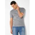 T-Shirt H.I.S Gr. XL, grau (grau, meliert) Herren Shirts mit aufwendiger Knopfleiste, perfekt als Unterziehshirt