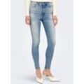 Skinny-fit-Jeans ONLY "ONLMILA HW SK ANK JEANS REA437", Damen, Gr. 27, Länge 32, blau (light blau denim), Denim/Jeans, Obermaterial: 94% Baumwolle, 4% Polyester, 2% Elasthan, unifarben, modisch, skinny fit, Jeans