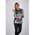 Fleecejacke DEPROC ACTIVE "Patchwork NUNAVUT LIGHT GRAY & NEW FLOWER POWER" Gr. 36 (S), grau, Damen, 100% Baumwolle, Jacken