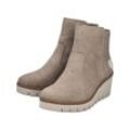 Keilstiefelette RIEKER, Damen, Gr. 43, beige, Nubuklederimitat, unifarben, feminin, Schuhe, Keilboots, Plateau-Stiefelette mit Innenreißverschluss, schmale Form