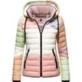 Steppjacke NAVAHOO "Lulana Multikulti" Gr. S (36), bunt (pastel), Damen, Oberstoff: 100% Nylon, Futter: 100% Polyester, Wattierung: 100% Polyester, Ärmelfutter: 100% Polyester, colorblocking, Jacken, leichte Übergangsjacke mit Kapuze im Colourblocking Stil