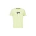 T-Shirt ALPHA INDUSTRIES "Alpha Industries Men - T-Shirts Basic T Rubber" Gr. L, grün (arctic lime), Herren, Obermaterial: 90% Baumwolle, 10% Polyester, Shirts