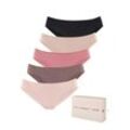 Jazz-Pants Slips LASCANA, Damen, Gr. 32/34, rosa (taupe, rose, beige, altrosa, schwarz), Single Jersey, Obermaterial: 95% Baumwolle, 5% Elasthan, unifarben, körpernah, Unterhosen, aus Baumwolle, mit schöner Aufbewahrungsbox