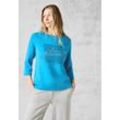 3/4-Arm-Shirt CECIL, Damen, Gr. L (42), blau (dynamic aqua blau), Stoff, 49% Polyester, 45% Modal, 6% Elasthan, bedruckt, casual, normal normal, U-Boot-Ausschnitt, 3/4-Ärmel Bündchen, Shirts, mit U-Boot-Ausschnitt