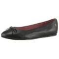 Ballerina TOMMY HILFIGER "BALLERINA LEATHER FLAT BOW" Gr. 37, schwarz Damen Schuhe Slipper, Schlupfschuh, Businessschuh mit Zierschleife