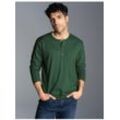 Longsleeve TRIGEMA "TRIGEMA Langarmshirt mit Knopfleiste", Herren, Gr. L, grün (efeu), 100% Baumwolle, casual, Langarm, Shirts