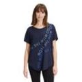 Kurzarmshirt BETTY BARCLAY "Betty Barclay Oversize-Shirt mit V-Ausschnitt", Damen, Gr. M, blau (blau, blau), Jersey, Obermaterial: 96% Viskose, 4% Elasthan., sportlich, loose fit normal, V-Ausschnitt, Kurzarm, Shirts, Form