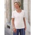 Kurzarmshirt CLASSIC BASICS "Shirt", Damen, Gr. 38, weiß, 50% Baumwolle, 50% Modal, unifarben, V-Ausschnitt, Kurzarm, Shirts